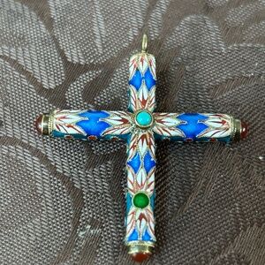 Cloisonné cross pendant